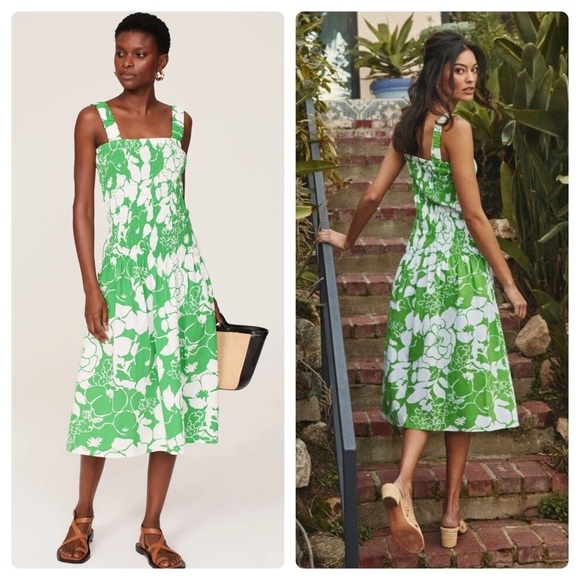 Rails Dresses & Skirts - NWOT RAILS Seville Green Lotus Smocked Drop Waist Midi Dress 💚 Large